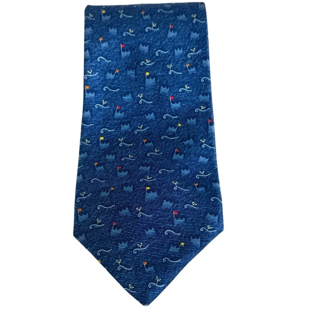 David Pizzicato BULGARI Navy Castle Mens Tie